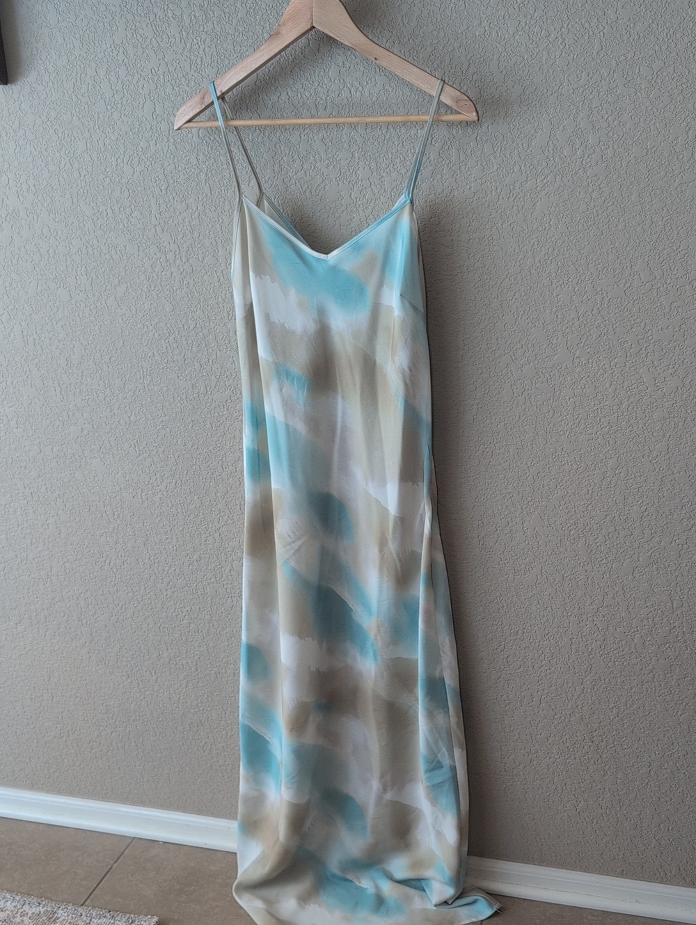 Y2K Forever 21 Aqua & Sand Tie-Dye Slip Dress